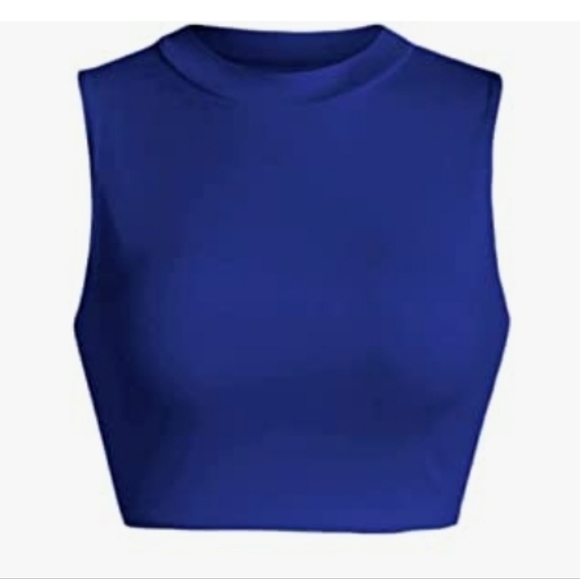 Women's Casual Sleeveless Summer Two Piece Outfits Crop Top and Side Split Drape - Picture 2 of 4